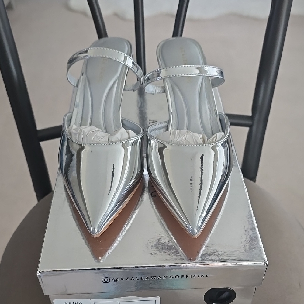 Silver Women's Pointed-Toe Mules